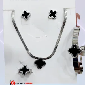 4pcs Enchanted Clover Stainless Steel Jewelry Set