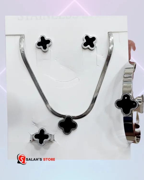 4pcs Enchanted Clover Stainless Steel Jewelry Set