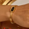 Elegant Oval Deco Gold-Tone Bracelet