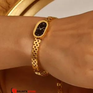 Elegant Oval Deco Gold-Tone Bracelet