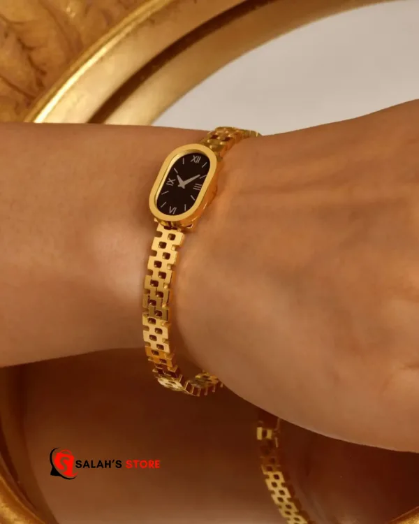 Elegant Oval Deco Gold-Tone Bracelet