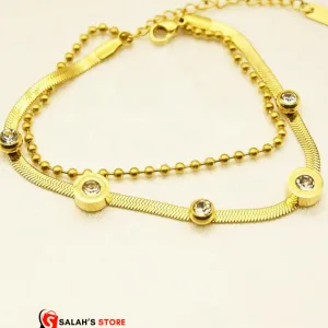 Dazzling Duo Gold-Tone Pave Charm Stackable Bracelets